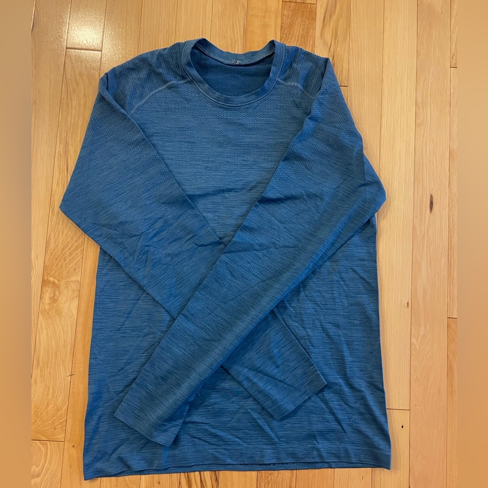lululemon athletica Men’s Long Sleeve Crew - Teal Blue Heather